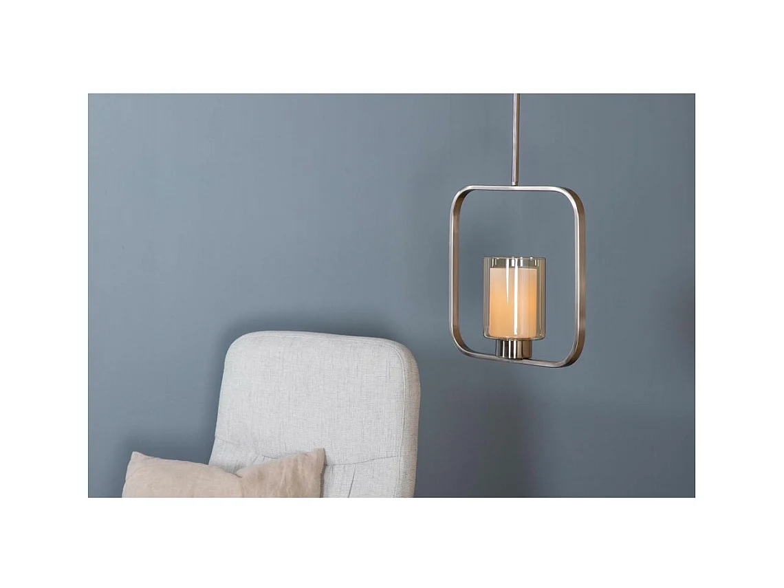 Aludra verlichting hanglamp 34x12x34cm glas, staal zilverkleur.