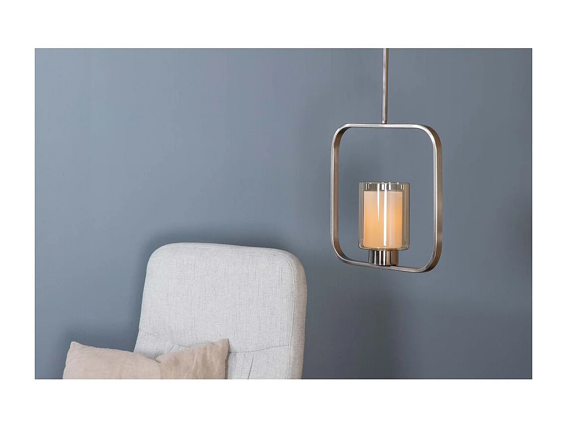 Aludra verlichting hanglamp 34x12x34cm glas, staal zilverkleur.