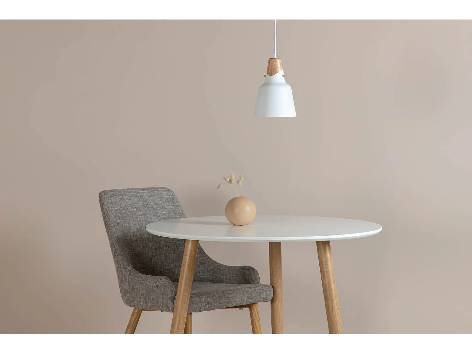 Rigel éclairage lampe pendentif Ø16cm aluminum blanc, bois.