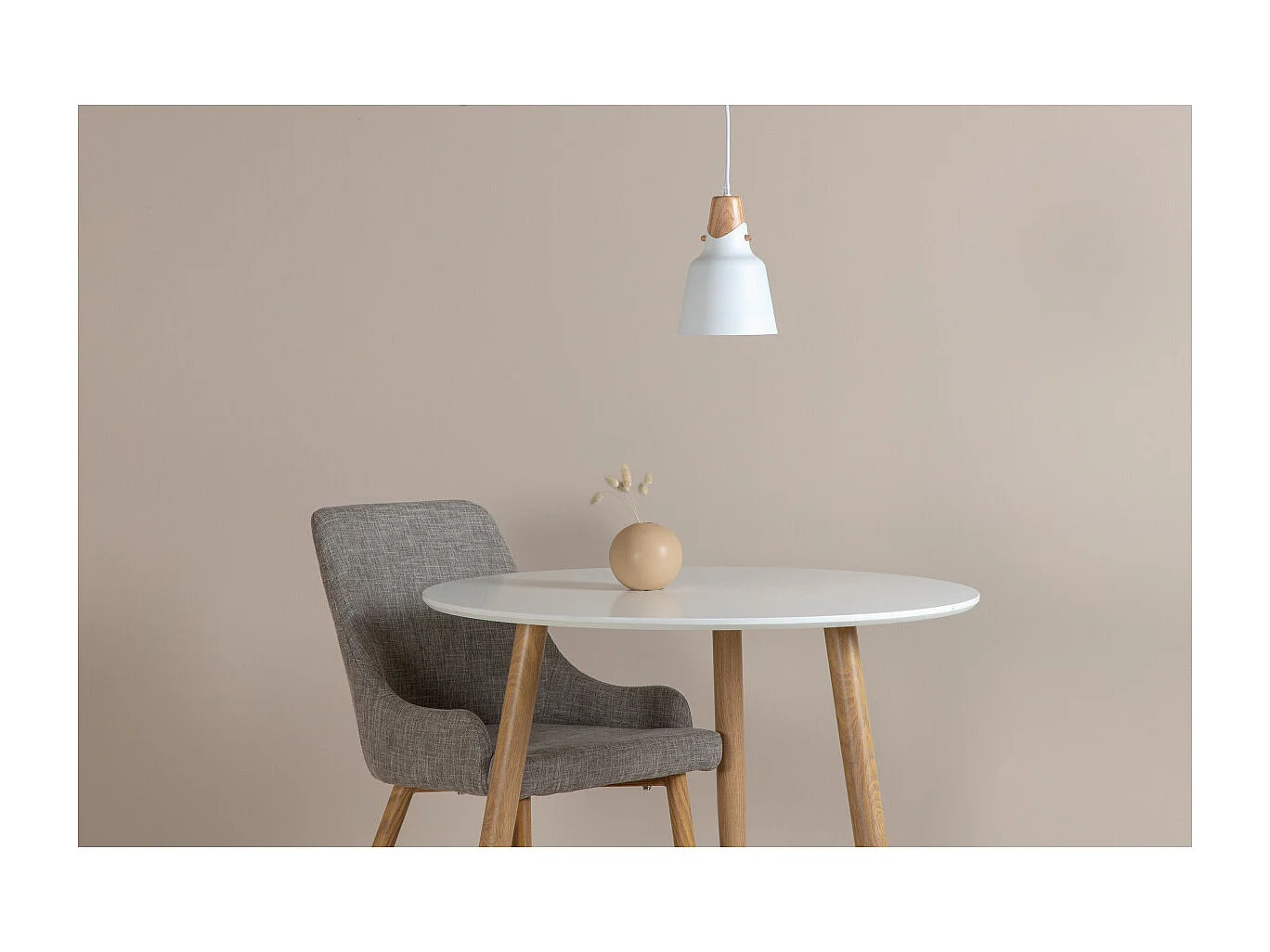 Rigel éclairage lampe pendentif Ø16cm aluminum blanc, bois.