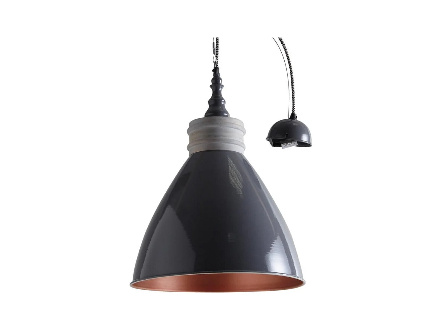 Suspension en métal laqué et bois Gris foncé