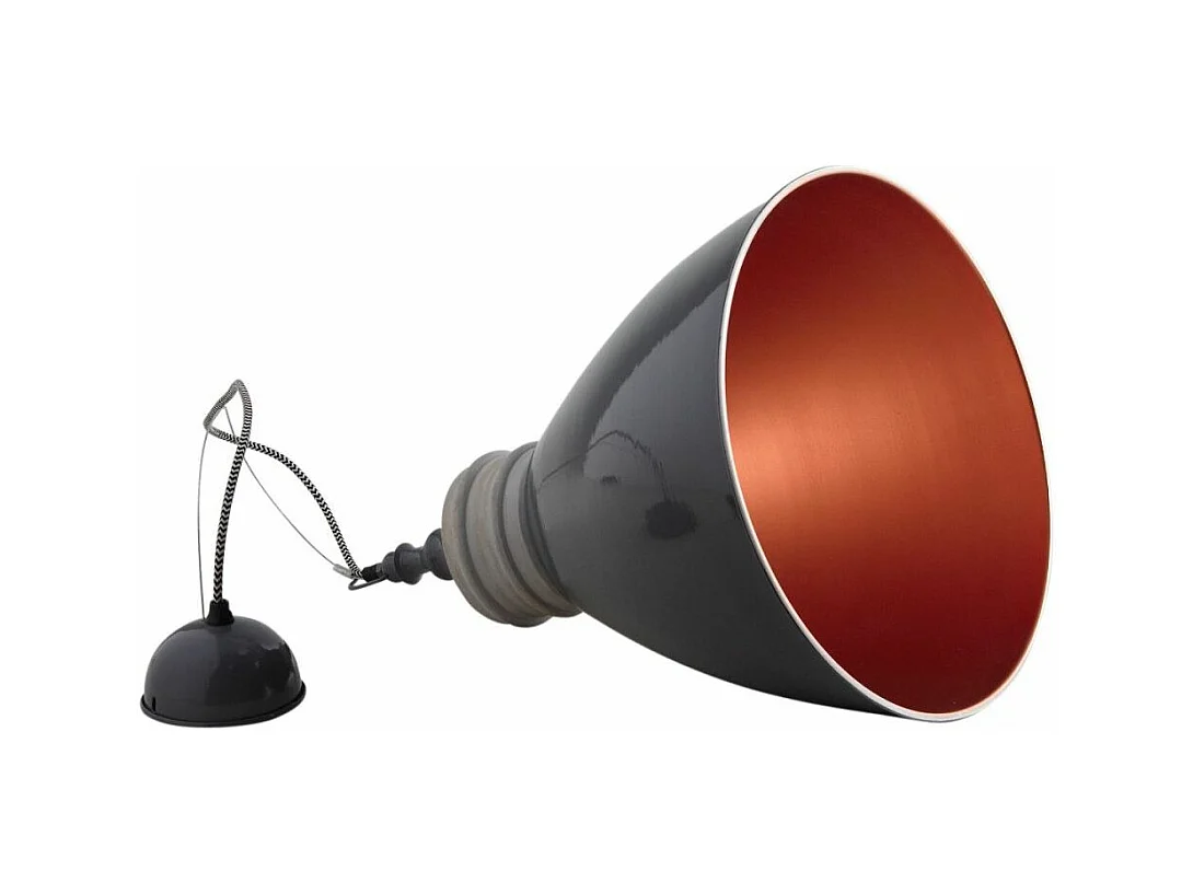 Suspension en métal laqué et bois Gris foncé