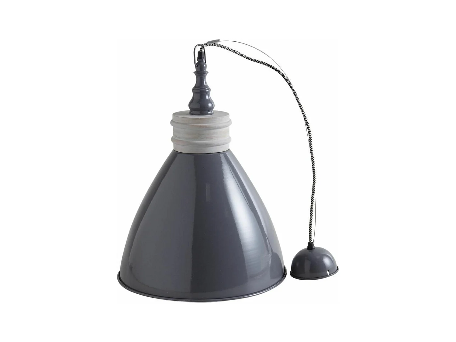 Suspension en métal laqué et bois Gris foncé