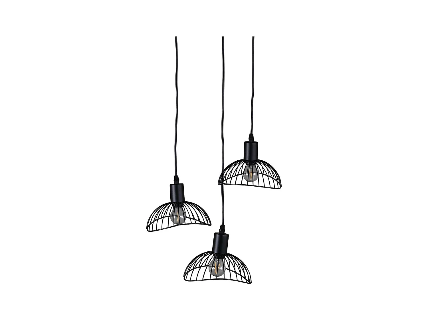 Lampe Suspension Déco 3 Lampes "Elsa" 140cm Noir