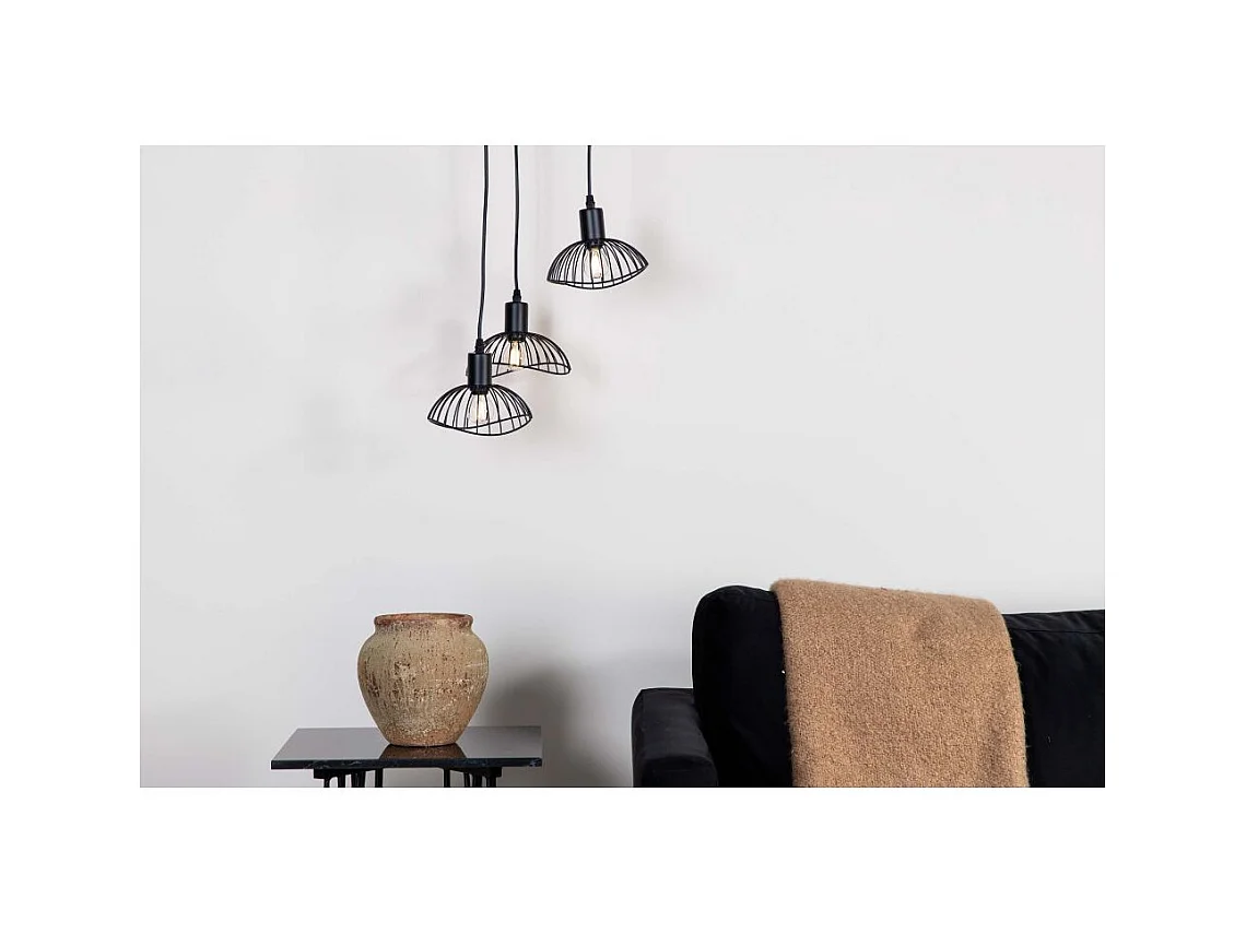 Lampe Suspension Déco 3 Lampes "Elsa" 140cm Noir