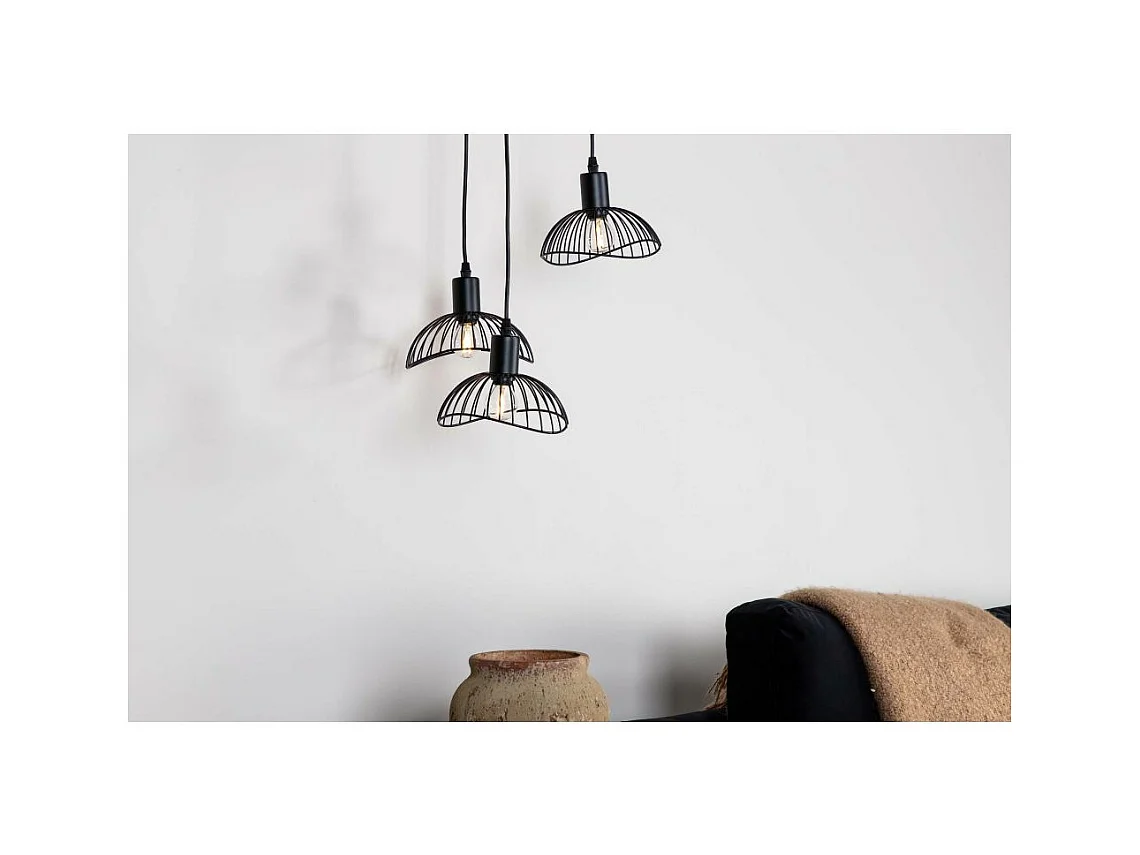 Lampe Suspension Déco 3 Lampes "Elsa" 140cm Noir