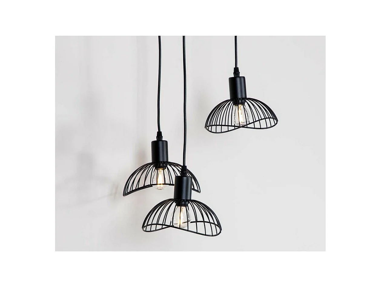 Lampe Suspension Déco 3 Lampes "Elsa" 140cm Noir