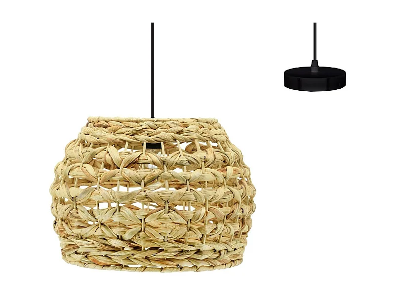 Suspension ronde en jacinthe naturelle et métal