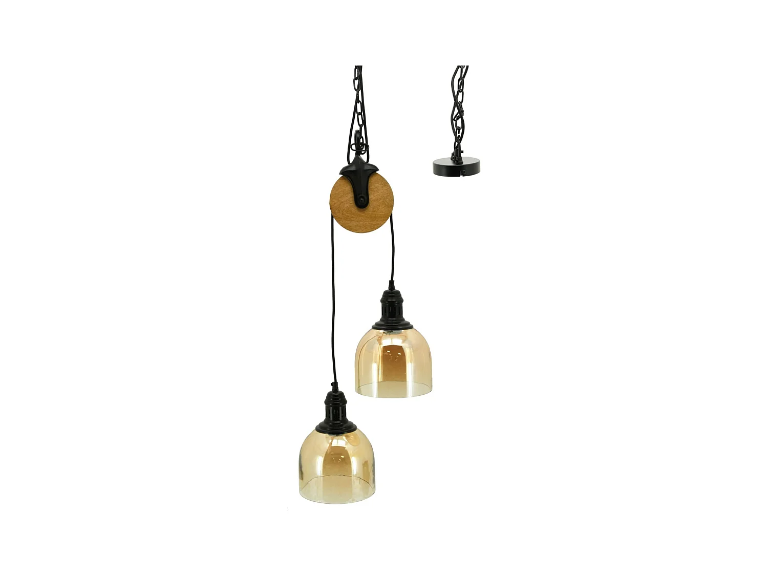 Suspension à poulie en verre ambré