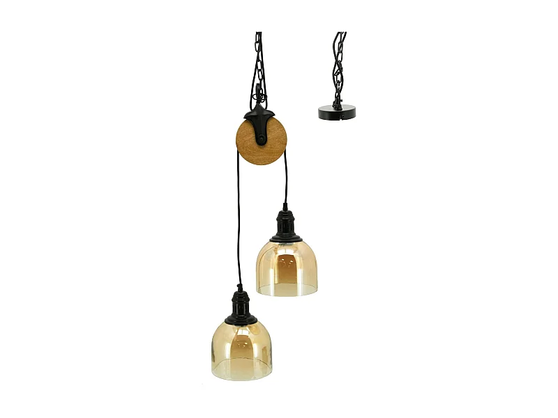 Suspension à poulie en verre ambré