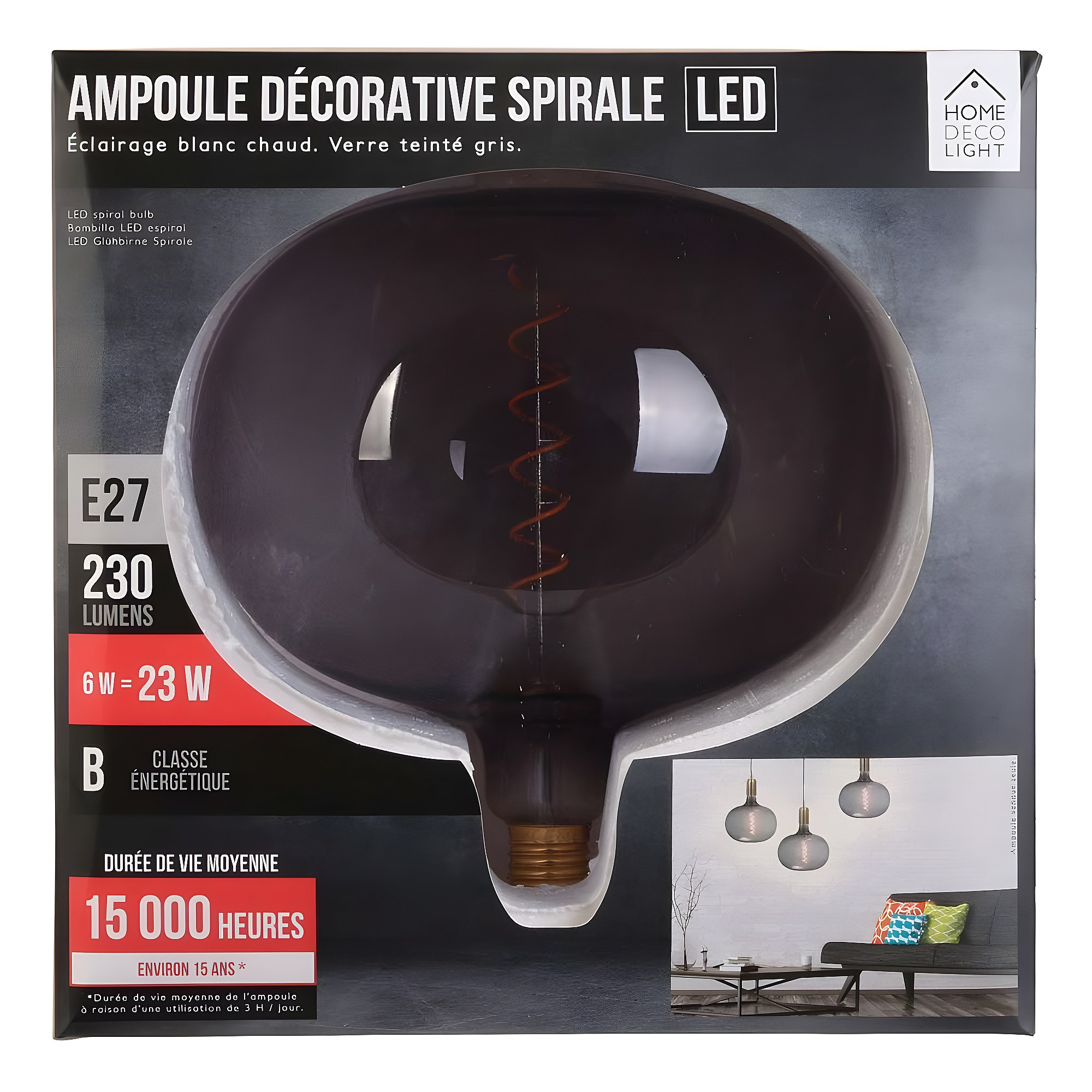Ampoule LED vintage bulle 22 x 22.5 cm