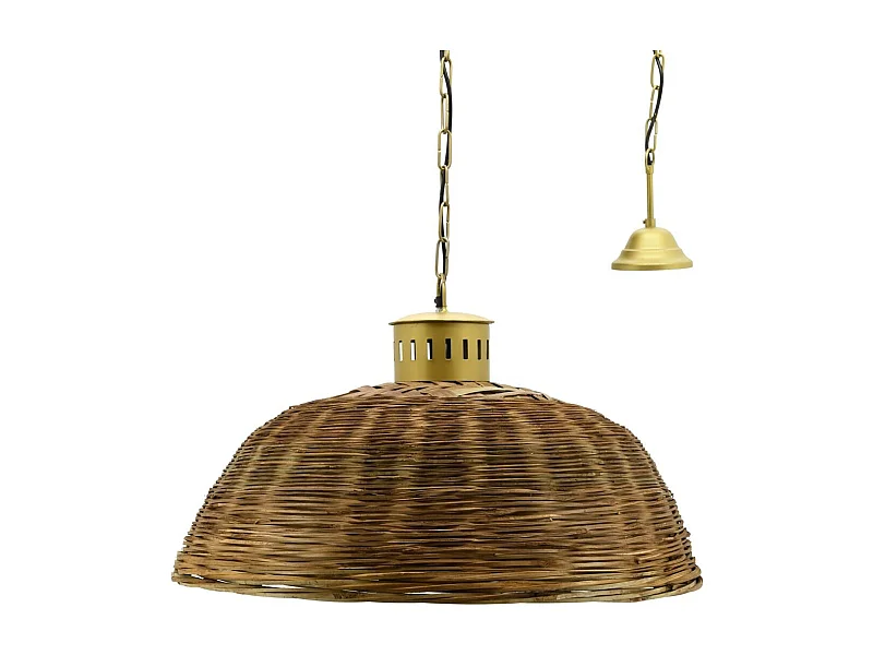 Suspension en bambou teinté et métal doré Diamètre 70 cm