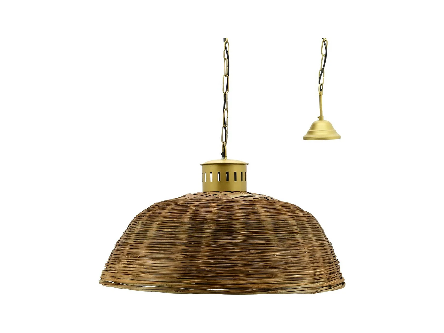 Suspension en bambou teinté et métal doré Diamètre 70 cm