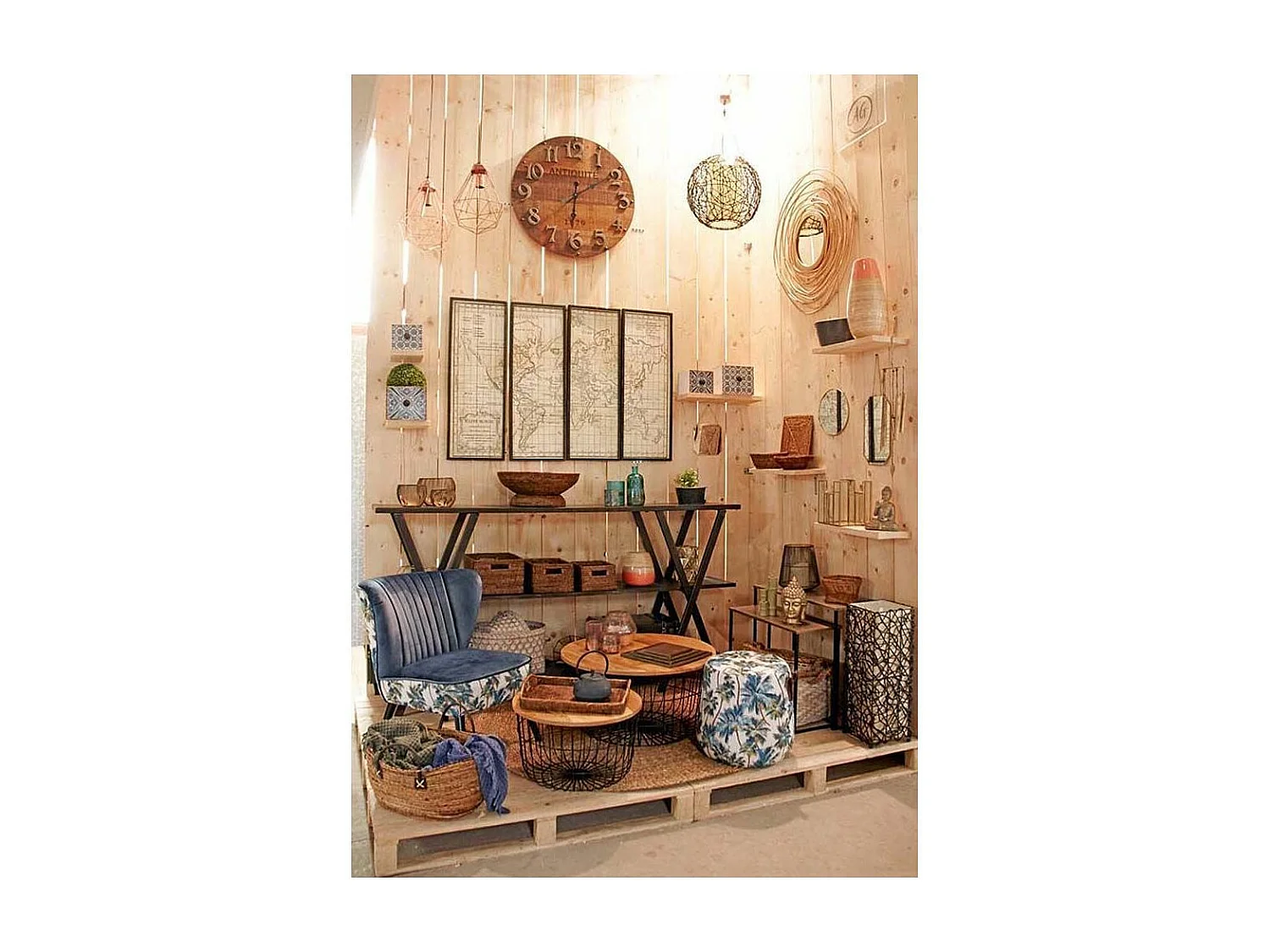 Lámpara de bola de ratán