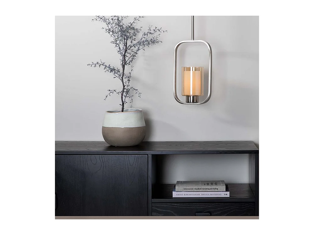 Aludra verlichting hanglamp 22x12x34cm glas, staal zilverkleur.