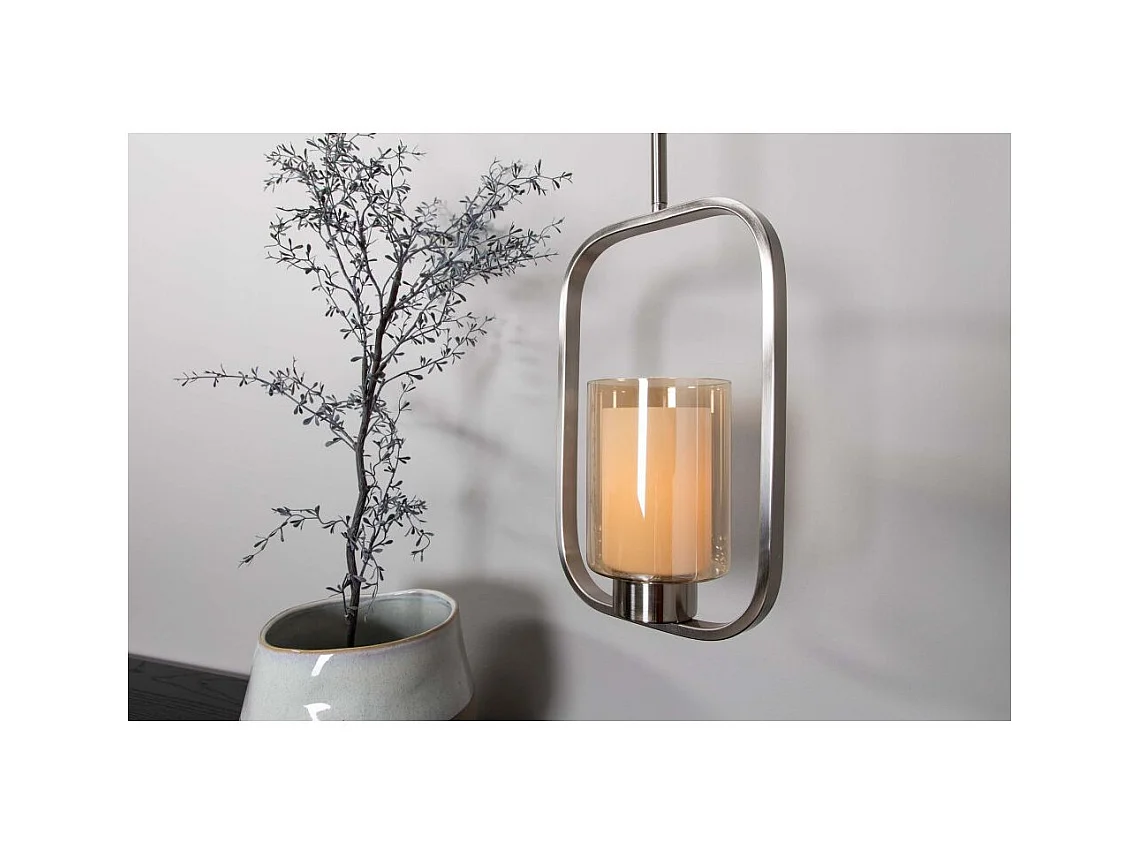 Aludra verlichting hanglamp 22x12x34cm glas, staal zilverkleur.