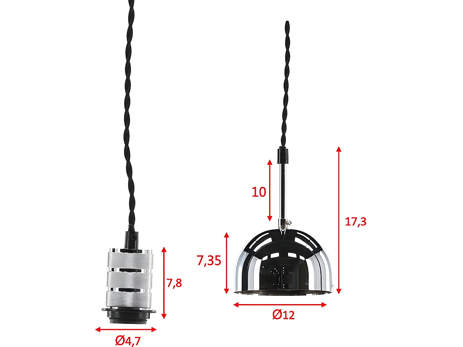 Suspension en Métal Brossé "Line" 12cm Argent