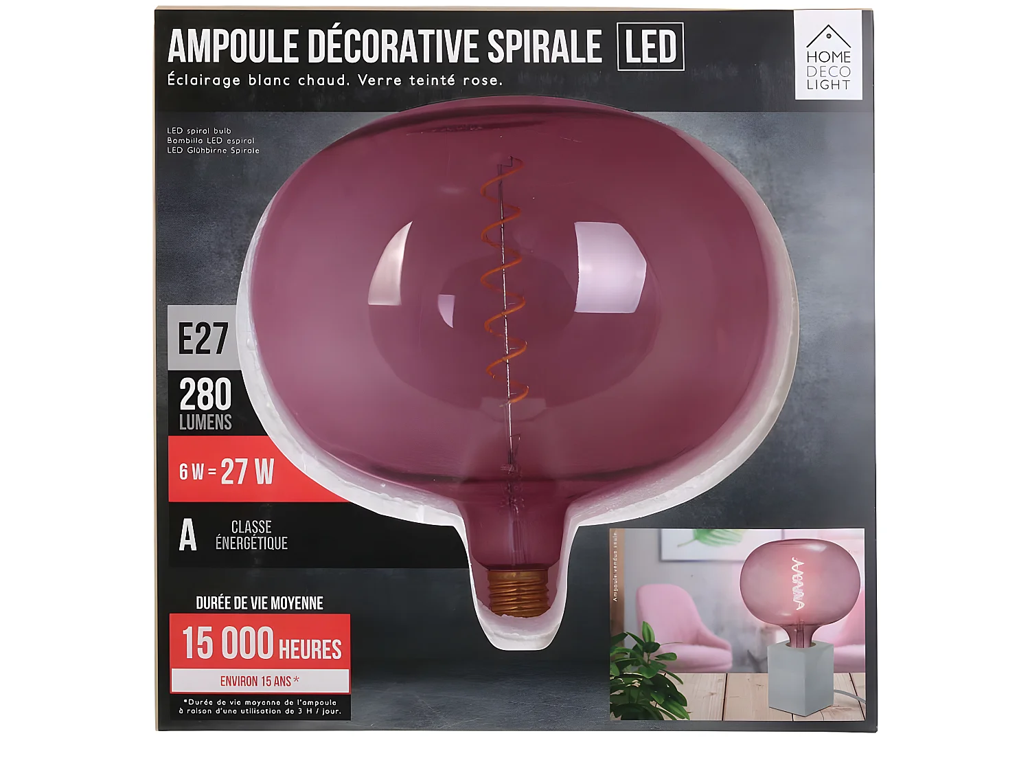 Ampoule LED vintage bulle 22 x 22.5 cm