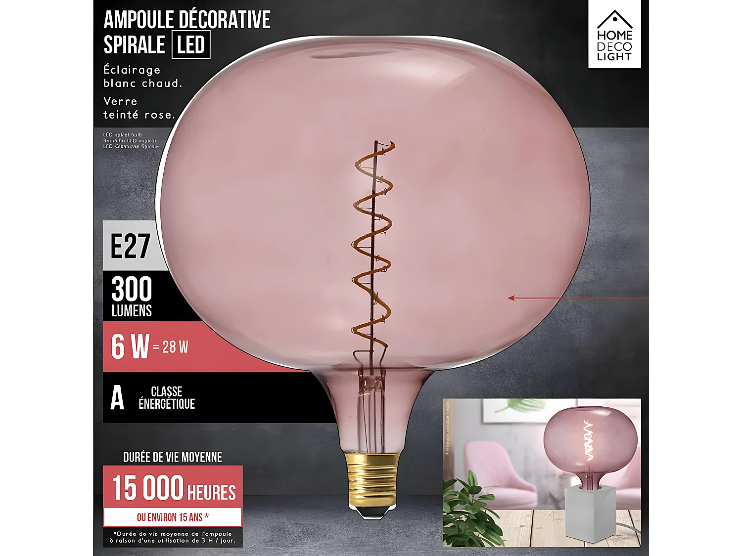 Ampoule LED vintage bulle 22 x 22.5 cm