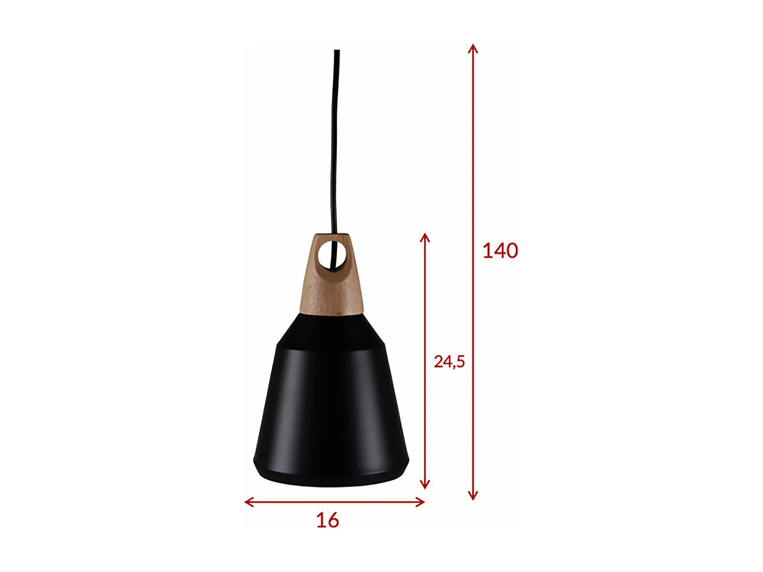 Lampe Suspension "Nao" 24cm Noir