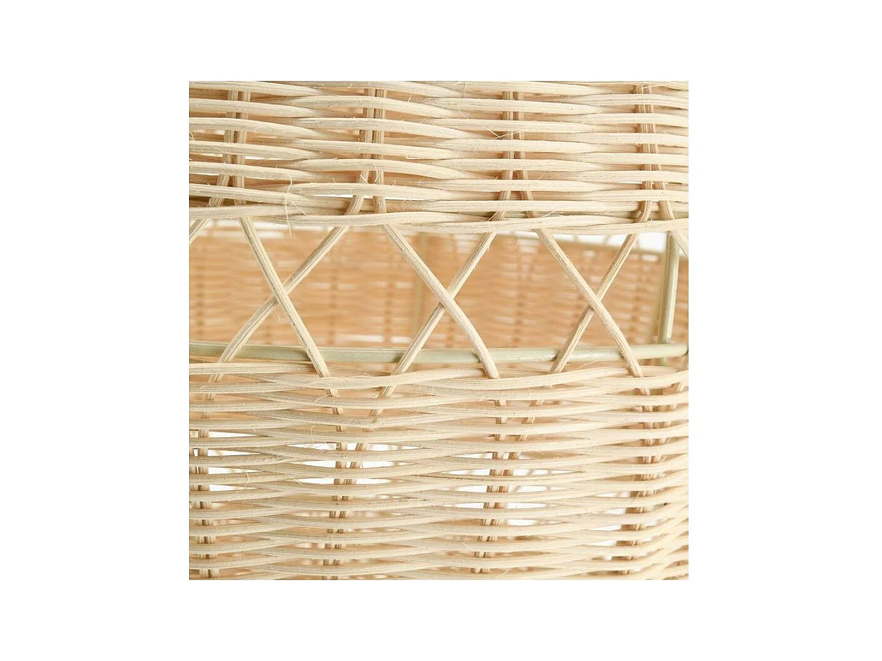 Suspension boule en rotin naturel ajouré et métal Diamètre 42 cm