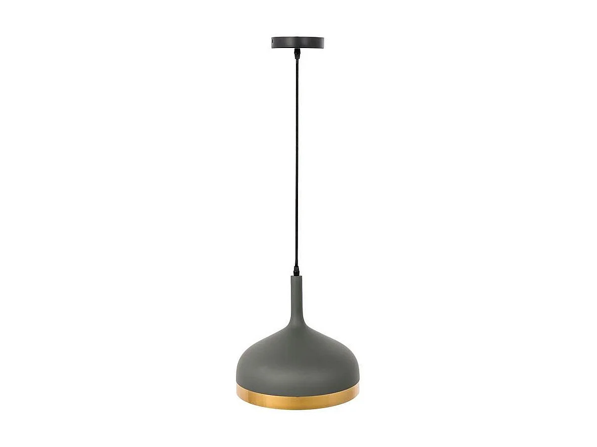 Lampe Suspension "Cloche" 30cm Gris & Or
