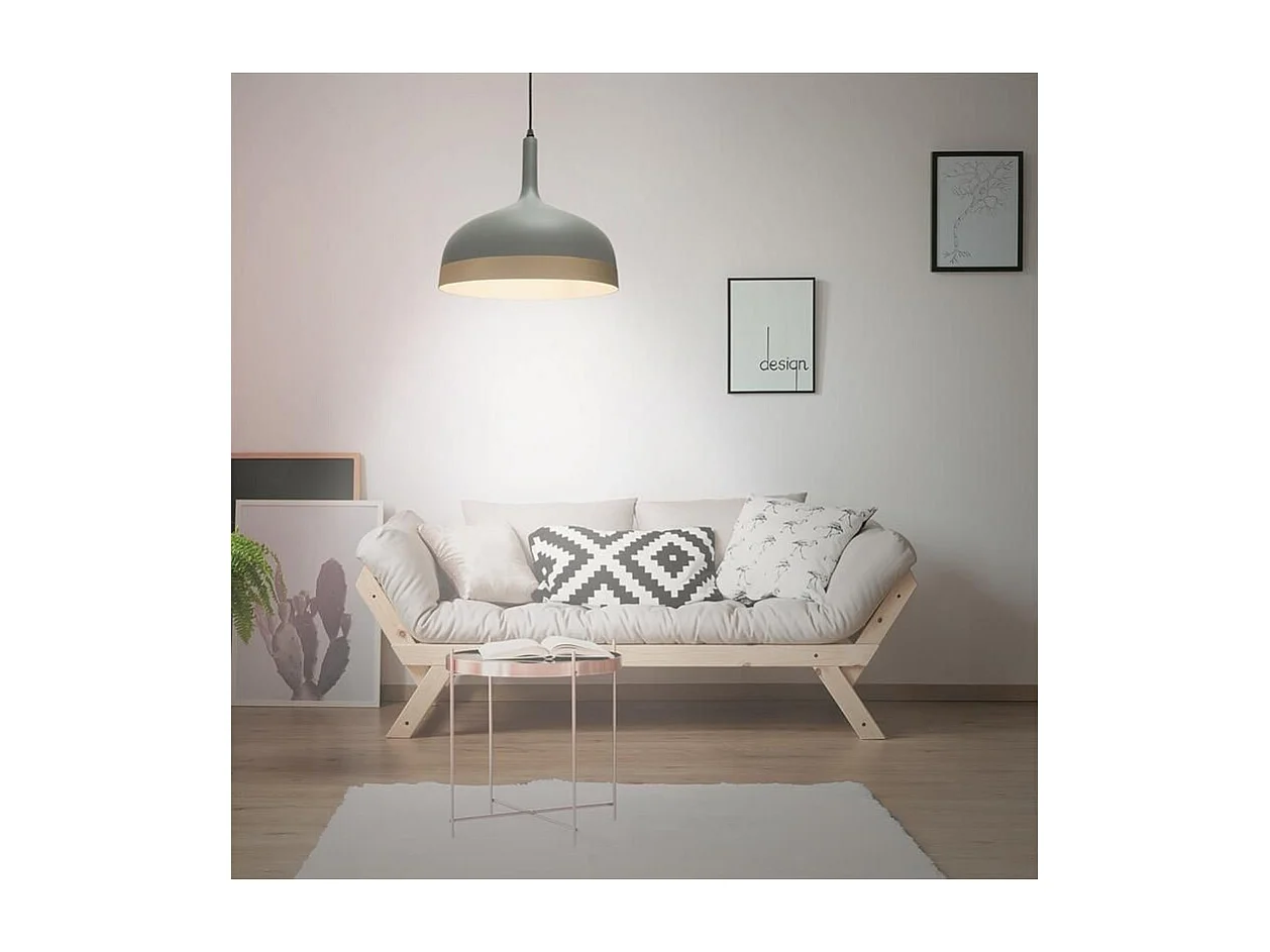 Lampe Suspension "Cloche" 30cm Gris & Or