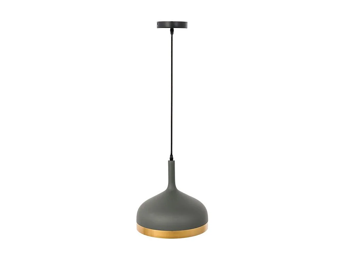 Lampe Suspension "Cloche" 30cm Gris & Or