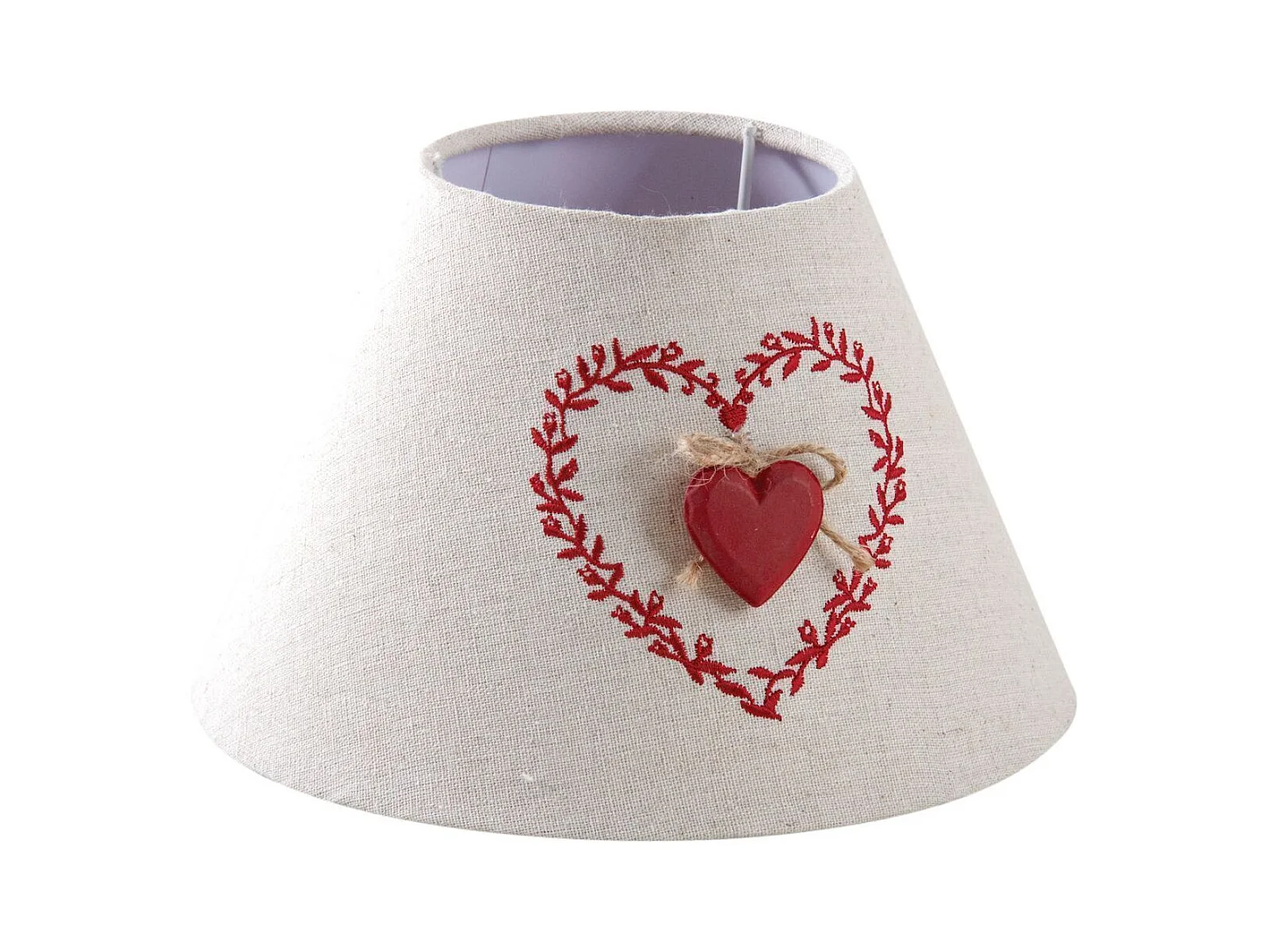 Abat-jour en coton et lin coeur rouge