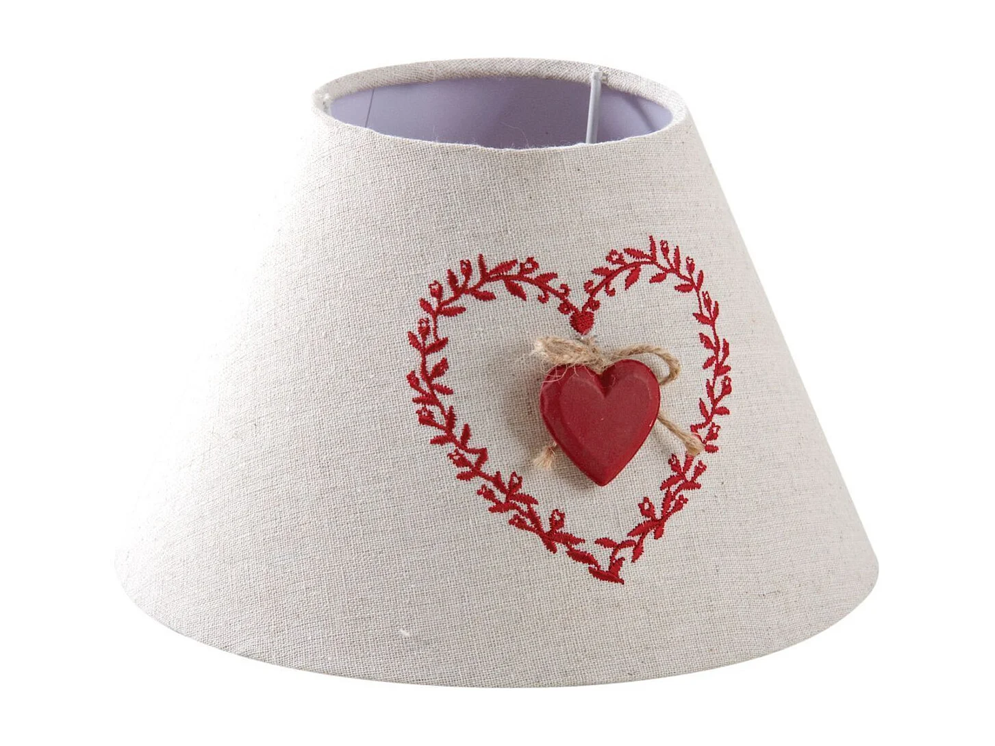 Abat-jour en coton et lin coeur rouge