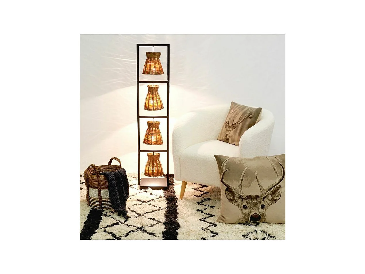 Lampe en métal et bambou naturel