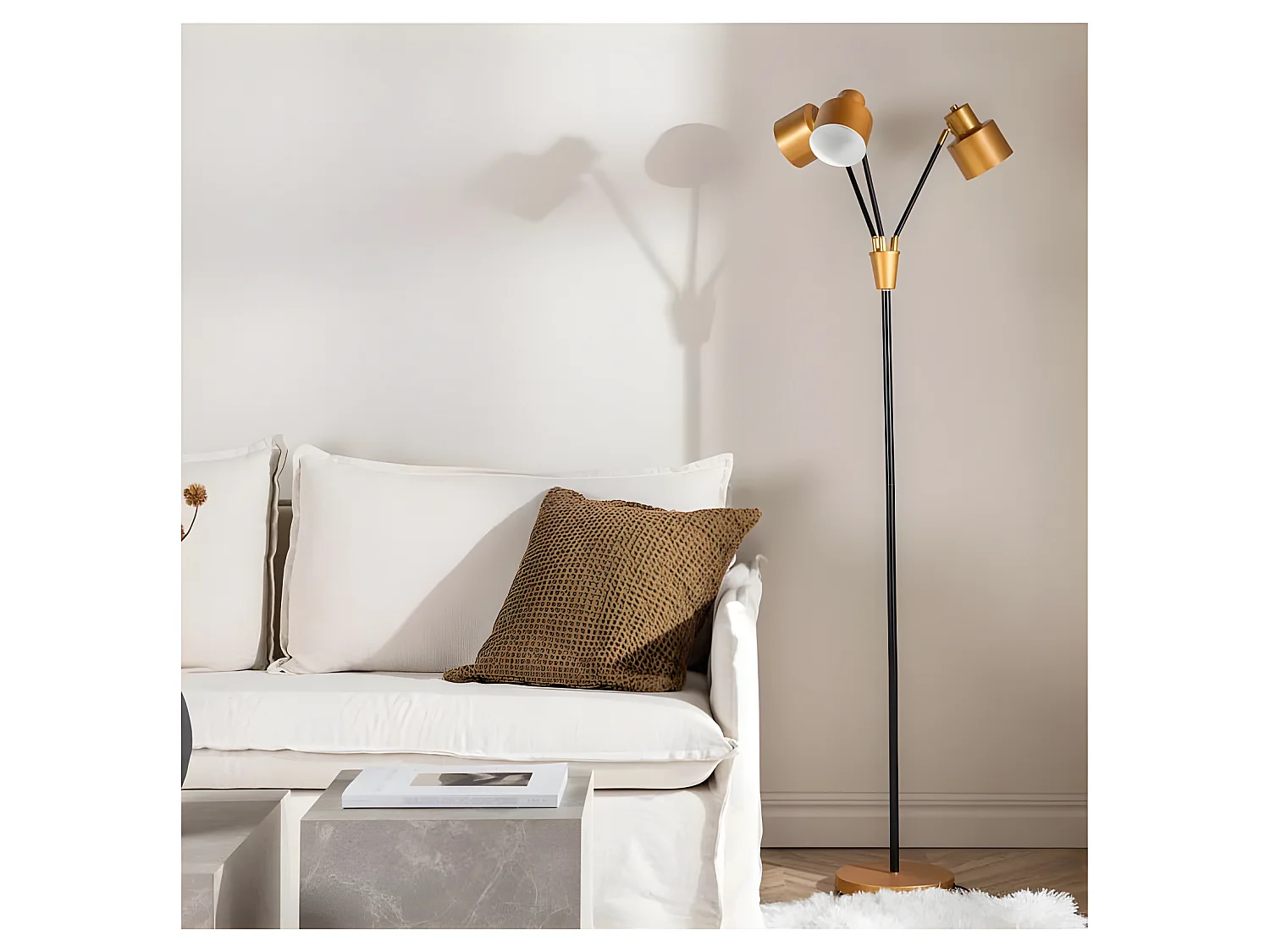 Vifta verlichting vloerlamp 75x33x178cm staal zwart, messing.