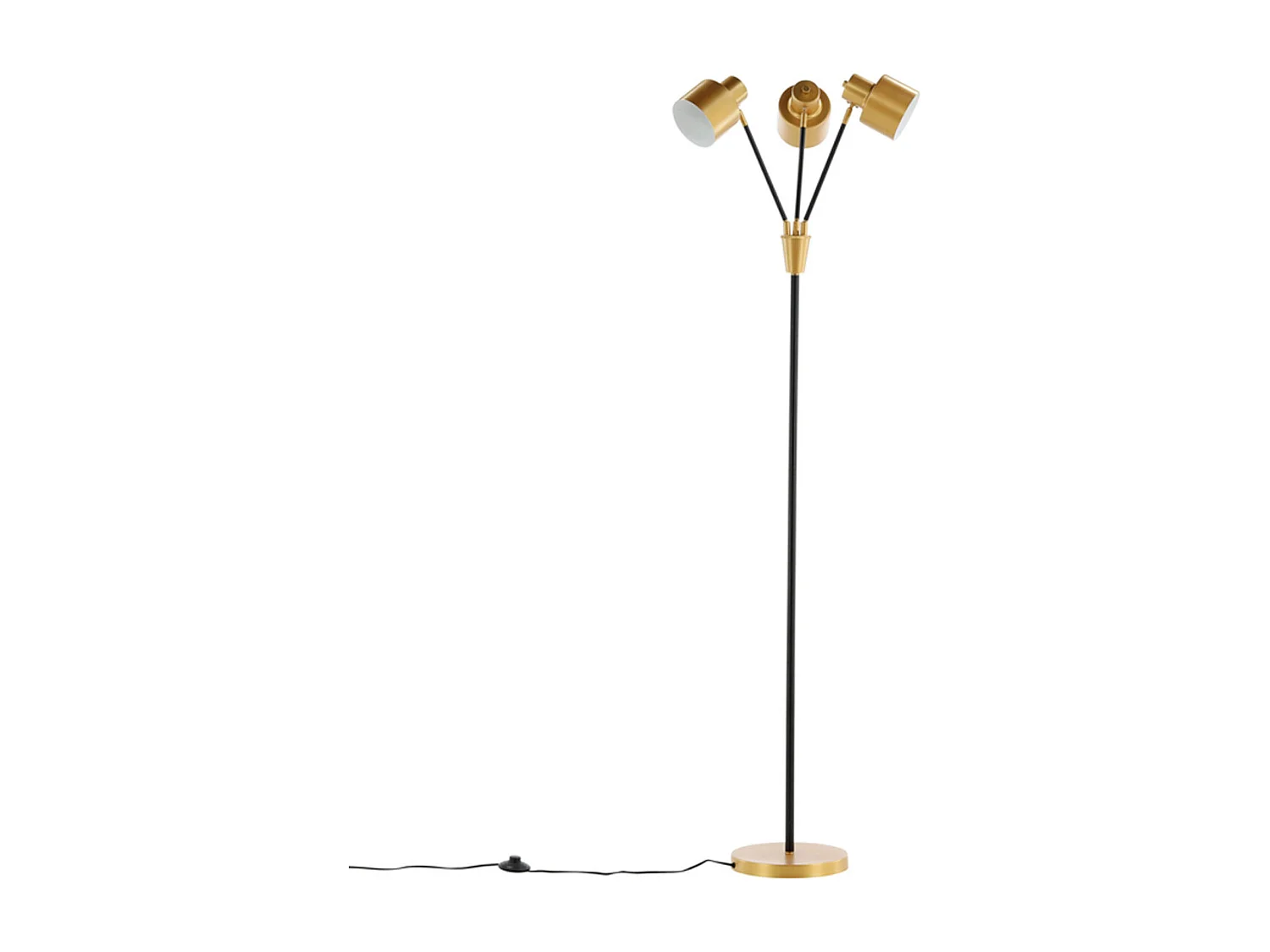 Lampadaire 3 Spots en Métal "Vifta" 178cm Noir & Or