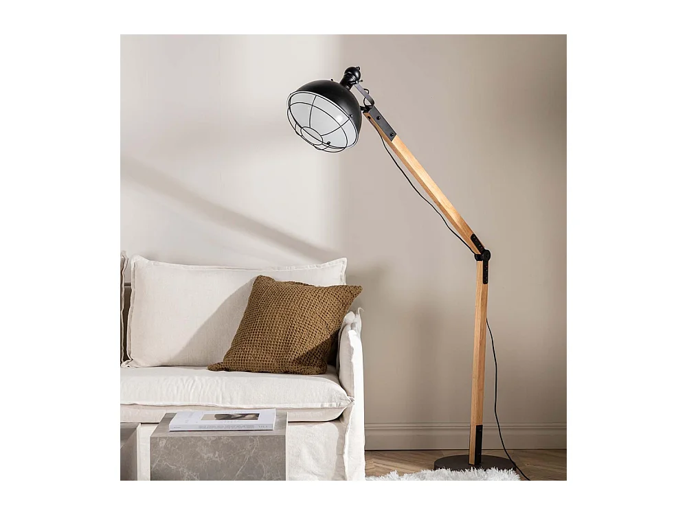 Kick verlichting vloerlamp 30x30x190cm staal zwart, hout.