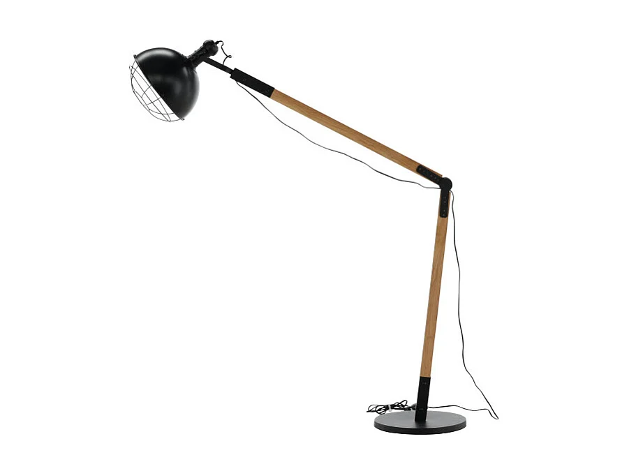 Kick verlichting vloerlamp 30x30x190cm staal zwart, hout.