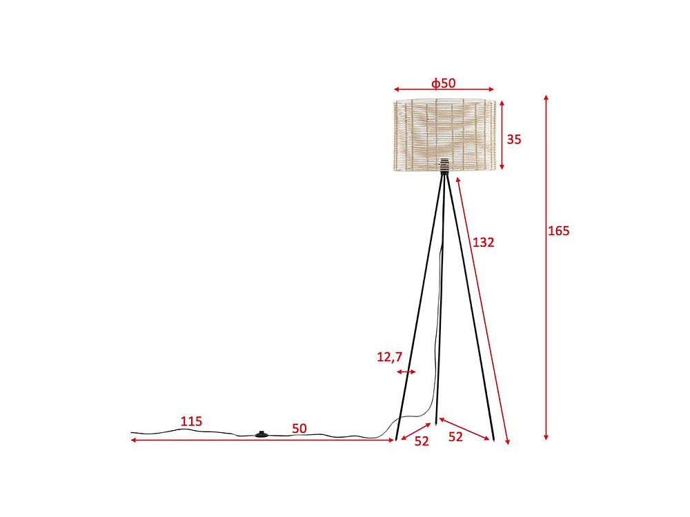 Lampadaire en Rotin "Fence" 160cm Naturel