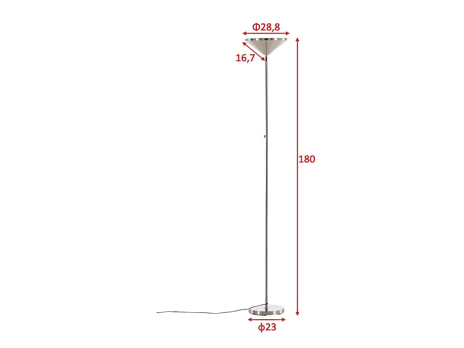 Corong verlichting vloerlamp 28x28x180cm staal zwart.