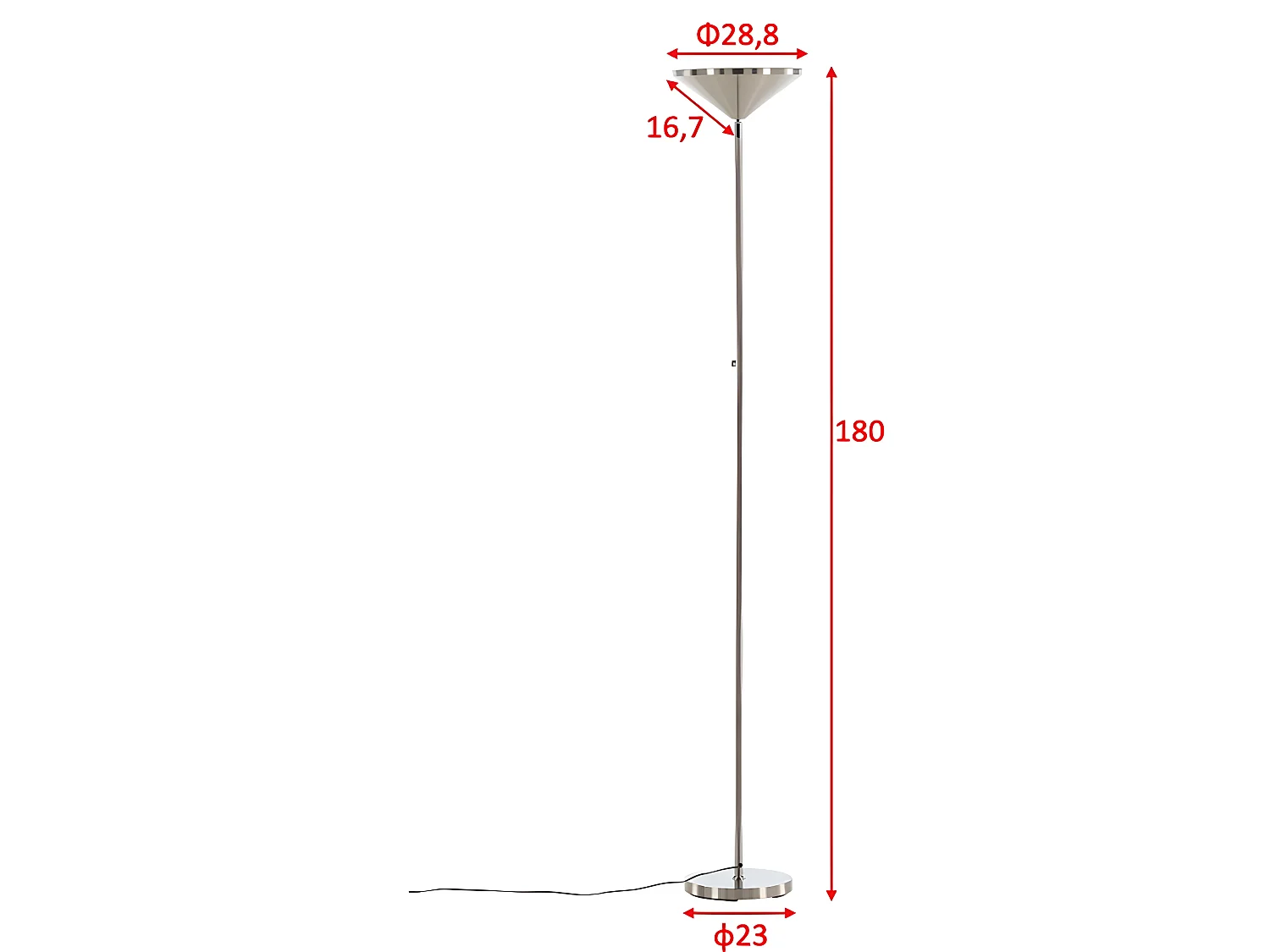 Corong verlichting vloerlamp 28x28x180cm staal zwart.