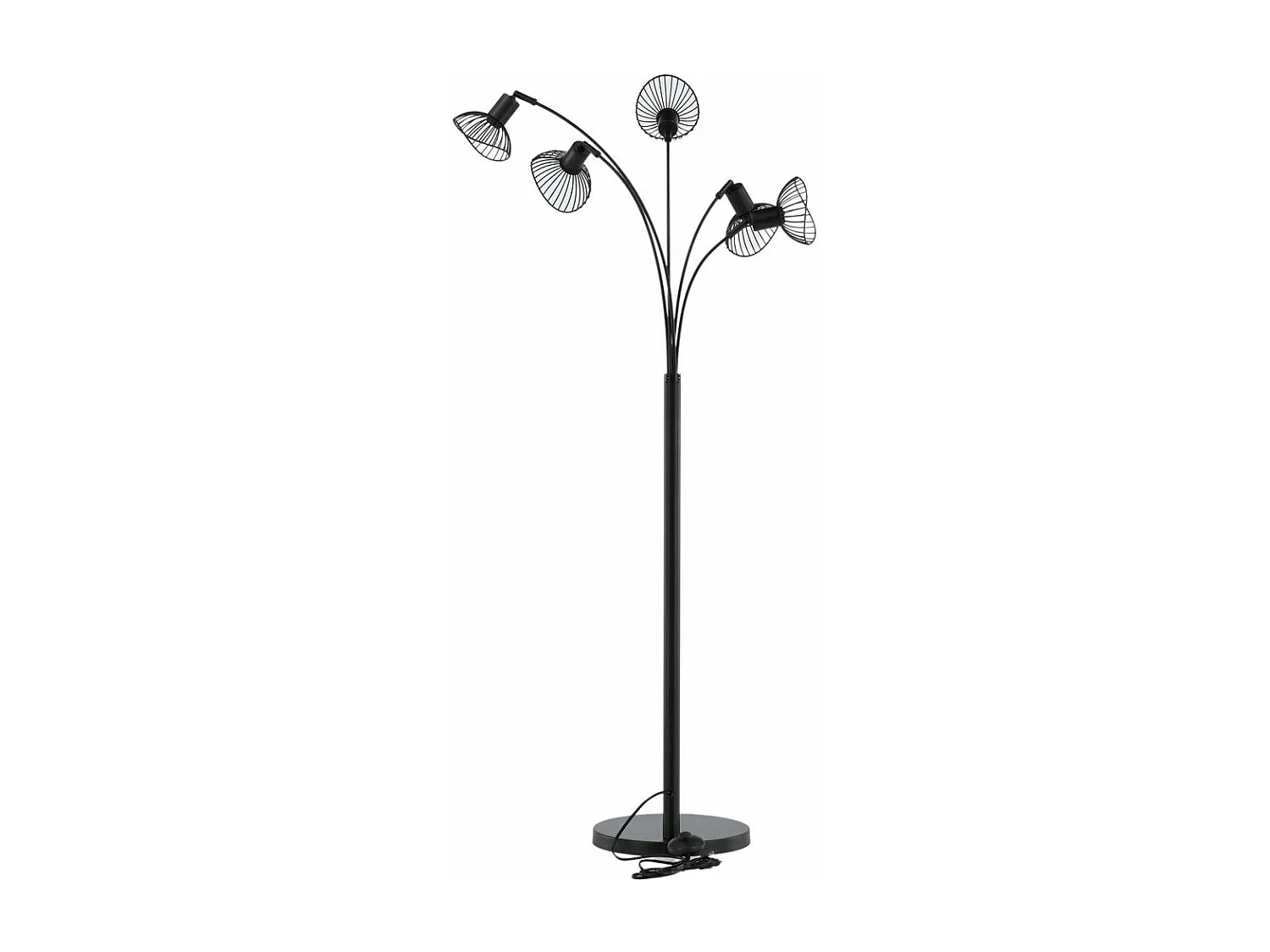 Lampadaire Design 5 Têtes "Elsa" 152cm Noir