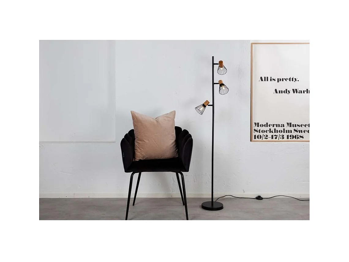 Atticus verlichting vloerlamp 24x20x138,5cm staal zwart, hout.