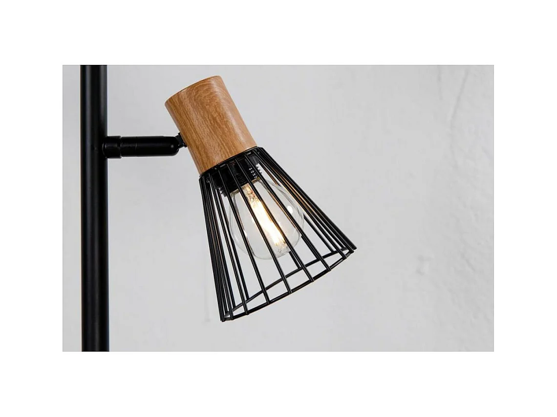 Atticus verlichting vloerlamp 24x20x138,5cm staal zwart, hout.