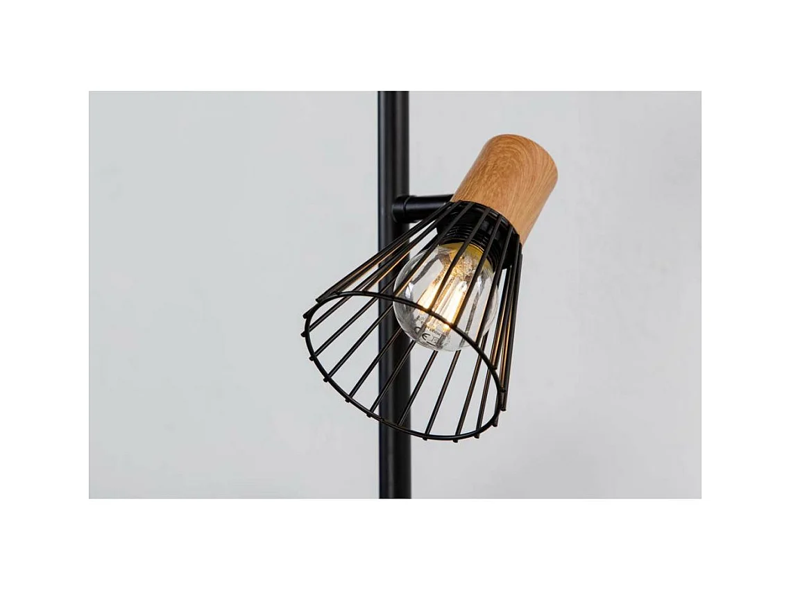 Atticus verlichting vloerlamp 24x20x138,5cm staal zwart, hout.