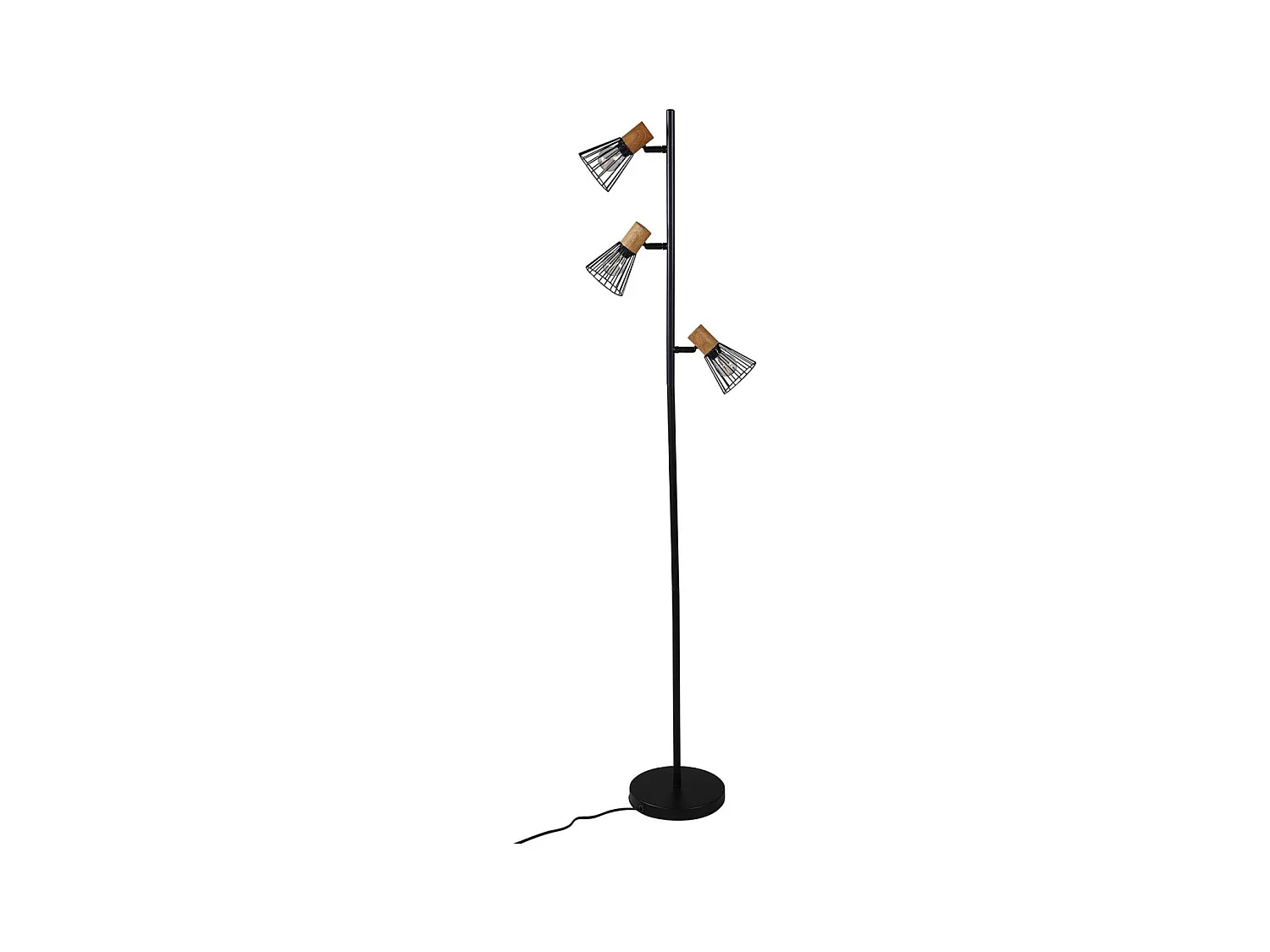 Lampadaire Déco 3 Spots "Atticus" 138cm Noir