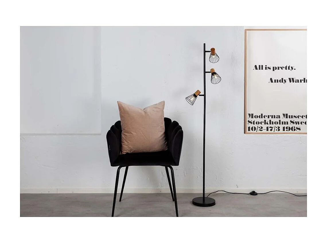 Atticus verlichting vloerlamp 24x20x138,5cm staal zwart, hout.