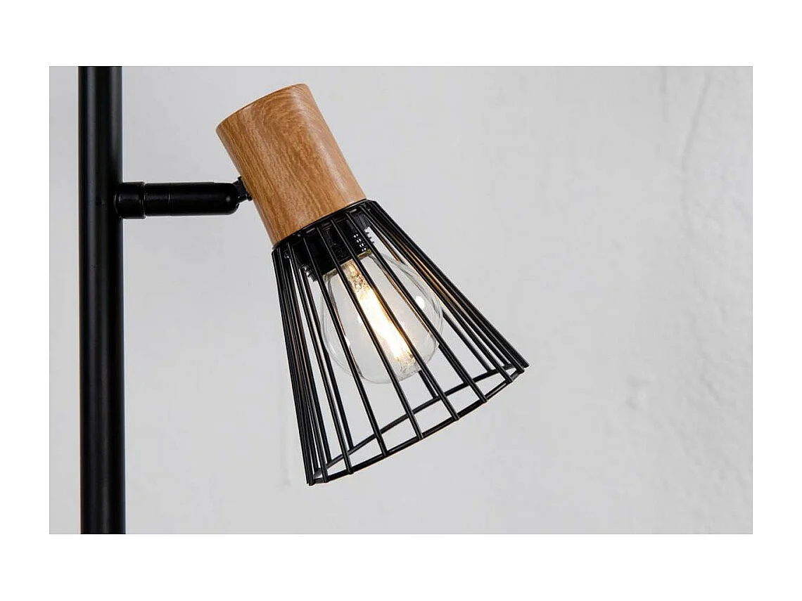 Atticus verlichting vloerlamp 24x20x138,5cm staal zwart, hout.