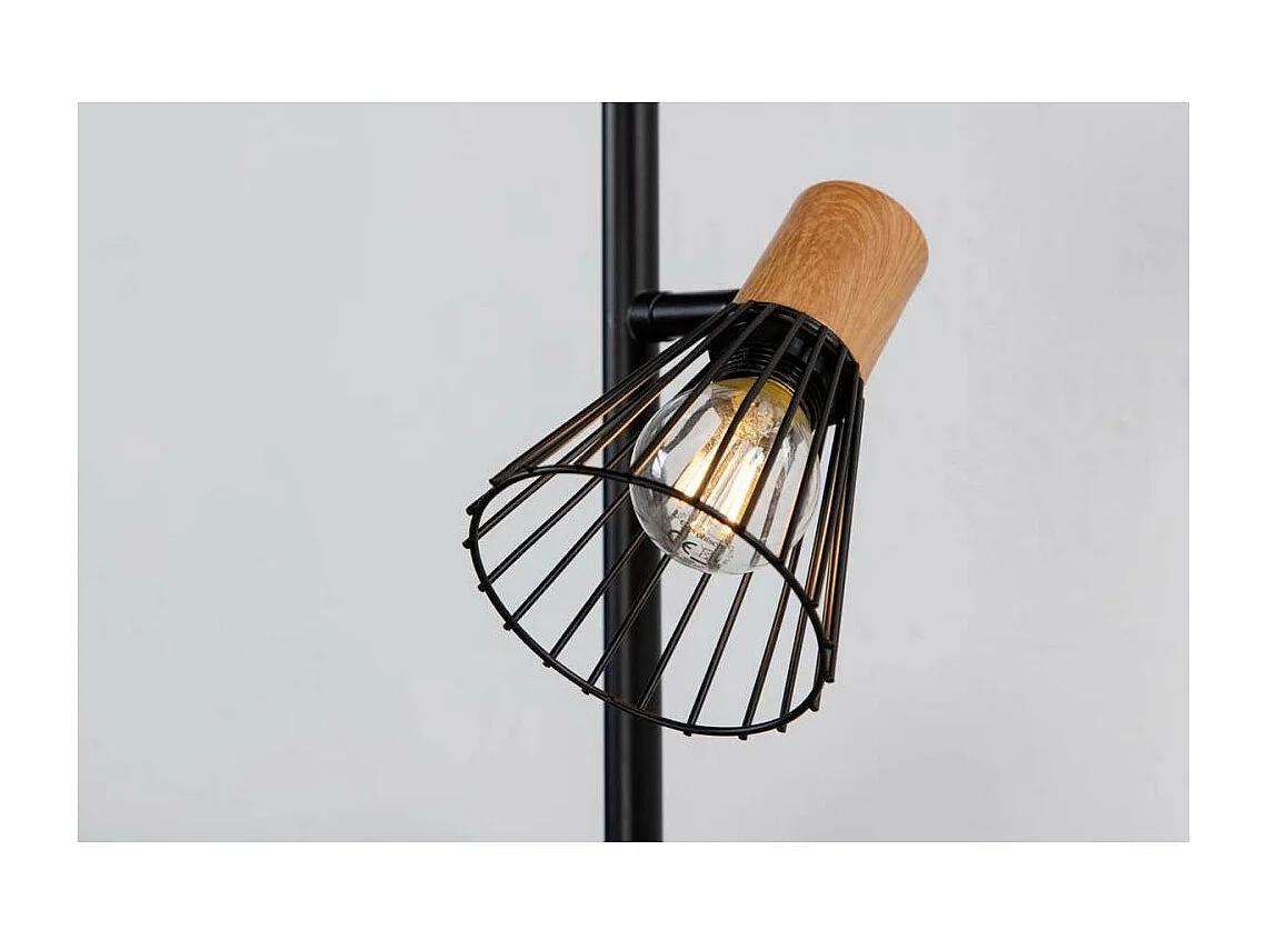Atticus verlichting vloerlamp 24x20x138,5cm staal zwart, hout.