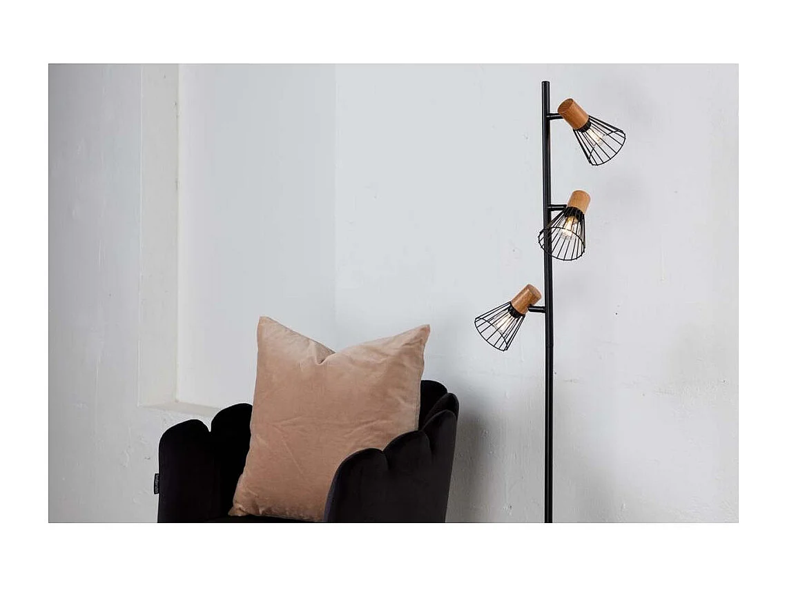 Atticus verlichting vloerlamp 24x20x138,5cm staal zwart, hout.