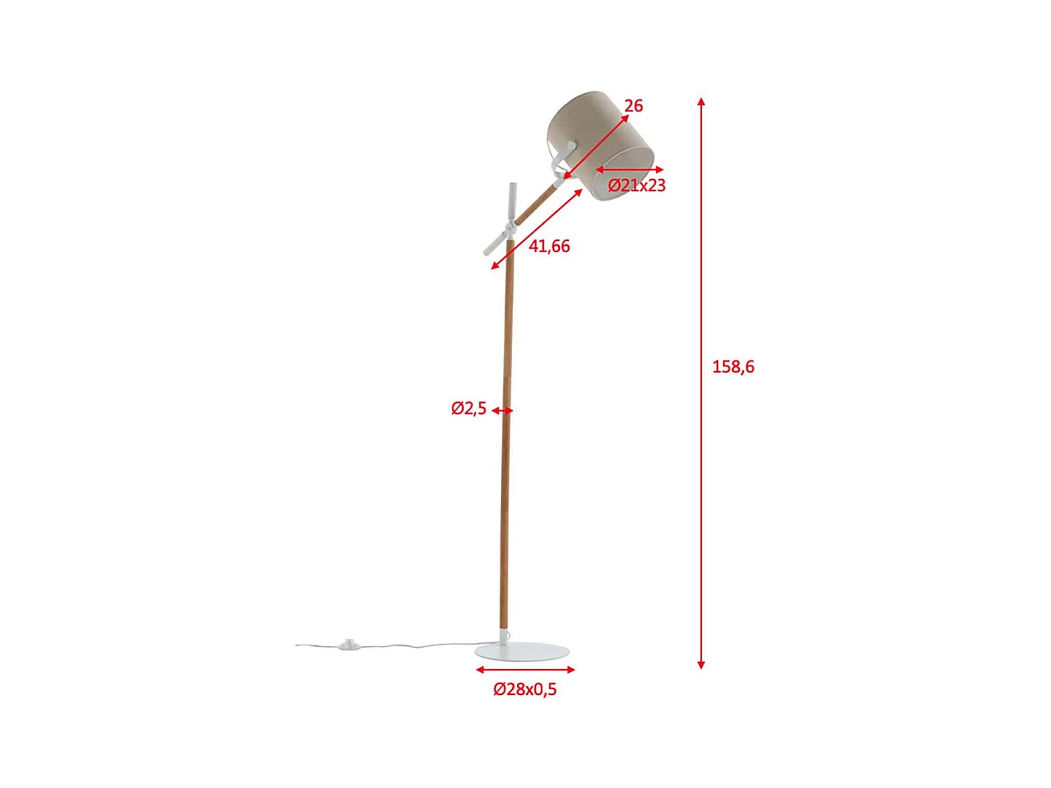Lampadaire Design "Dennis" 156cm Beige