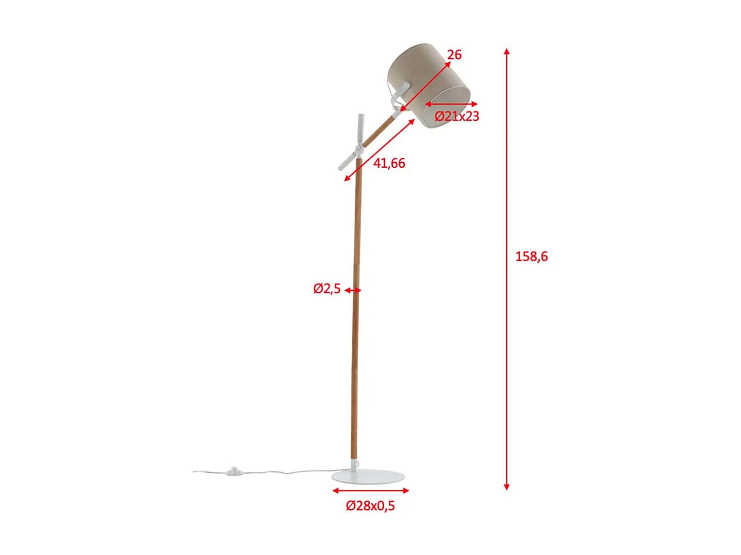Lampadaire Design "Dennis" 156cm Beige
