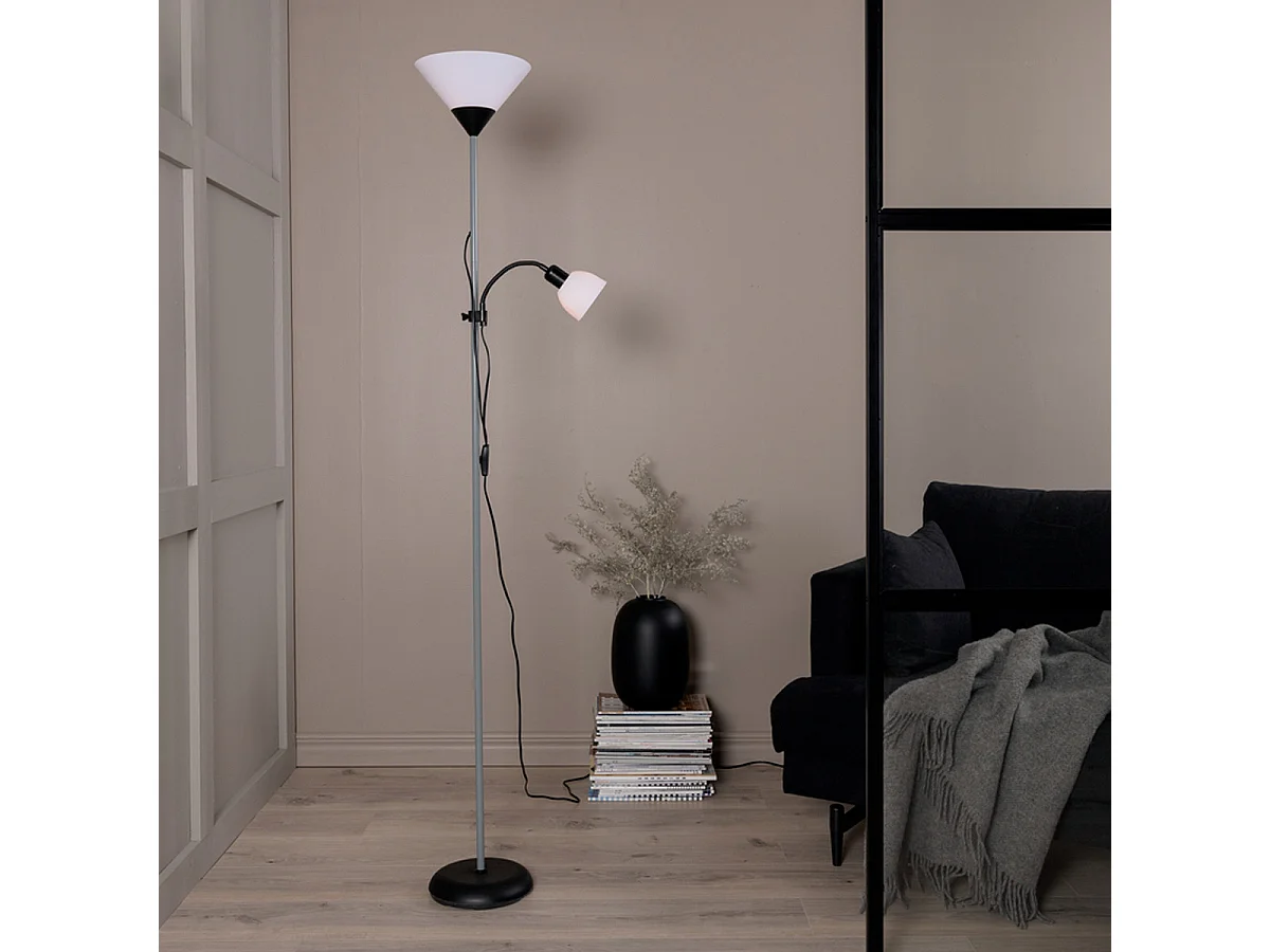 Lampadaire 2 Spots "Bagasi" 178cm Gris